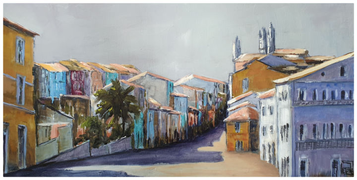 Peinture intitulée "Pelourinho vue large" par Patricia Lejeune, Œuvre d'art originale, Huile