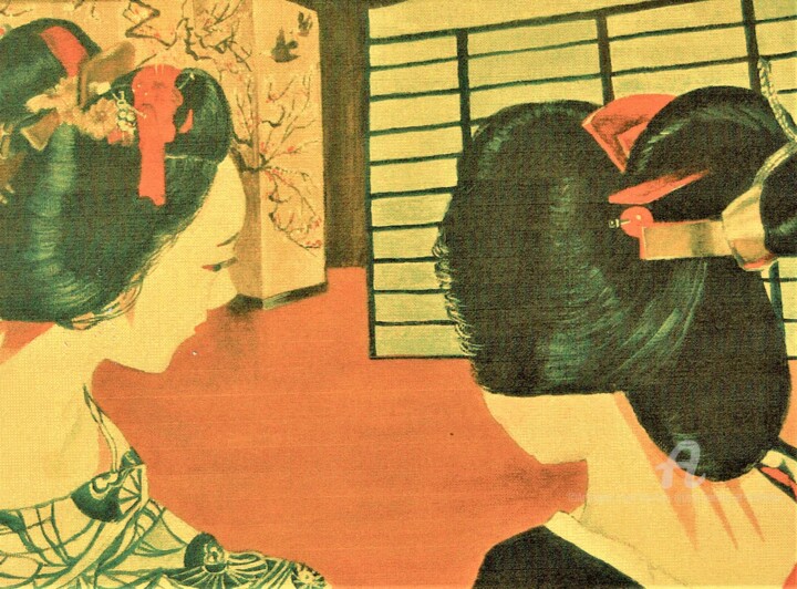 Les Geishas 绘画, 13.8x17.7 in