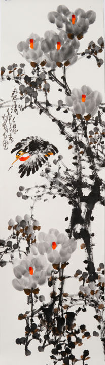Painting titled "Spring message 春消息…" by Dayou Lu, Original Artwork, Pigments