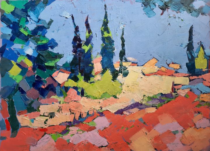 Peinture intitulée "Landscape" par Marian Luniv, Œuvre d'art originale, Huile