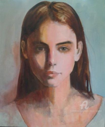 Peinture intitulée "Mary" par Marie Andrée Hembert, Œuvre d'art originale, Huile Monté sur Châssis en bois