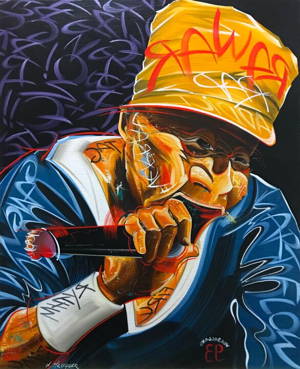 Peinture intitulée "RAP" par Laurent Messager, Œuvre d'art originale, Huile Monté sur Châssis en bois
