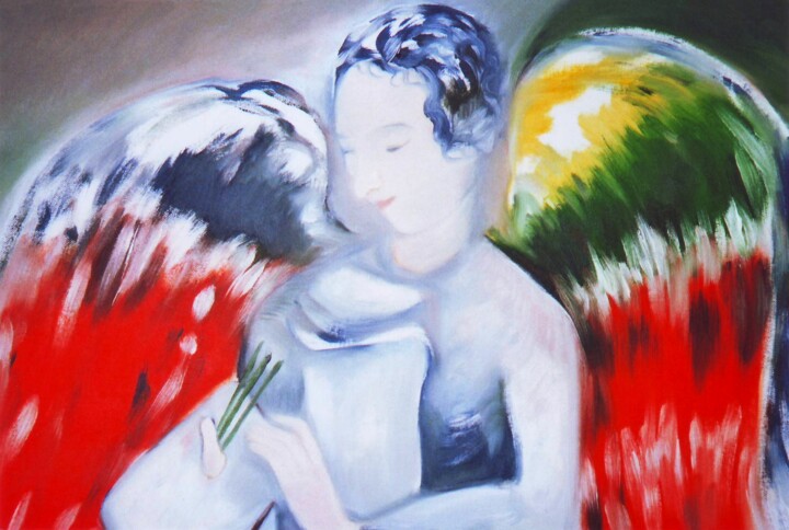 Peinture intitulée "Pastiche of ¨L'ange…" par Corinne Courlet, Œuvre d'art originale, Acrylique