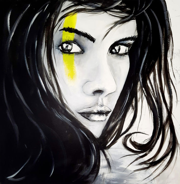 Painting titled "Femme n°2" by Saf'Art, Original Artwork, Acrylic
