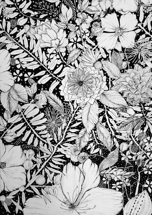 Painting titled "Floraison" by Saf'Art, Original Artwork, Acrylic