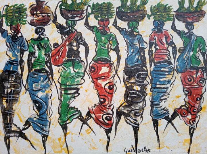 Entrepreneurs women, African oil painting 绘画, 26.4x35.4 in