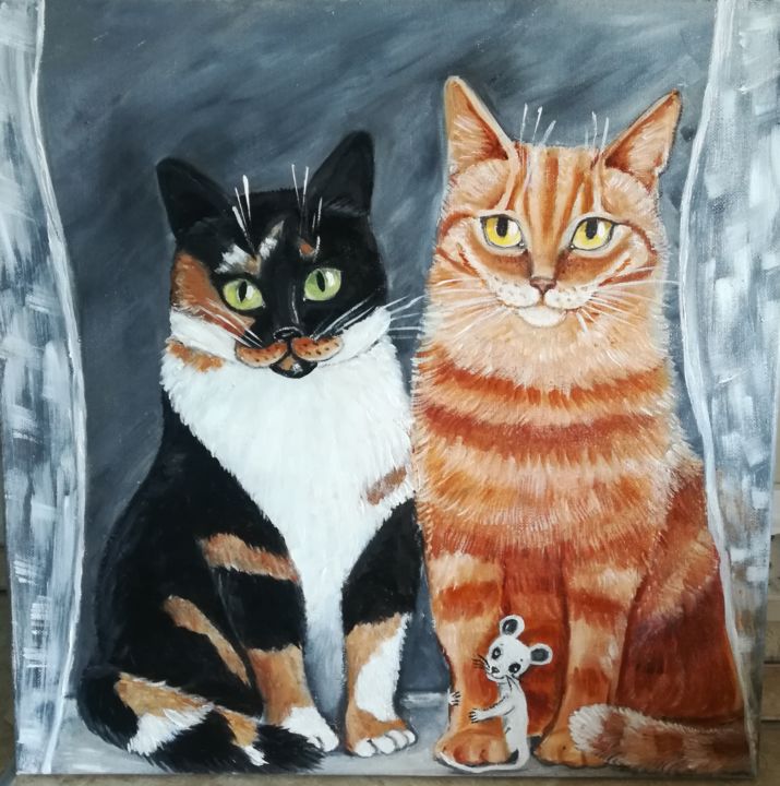 Cats2 绘画, 15.8x15.8 in
