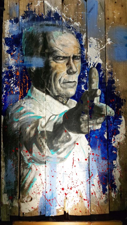 Malarstwo zatytułowany „CLINT EASTWOOD” autorstwa Artistikthanh, Oryginalna praca, Akryl