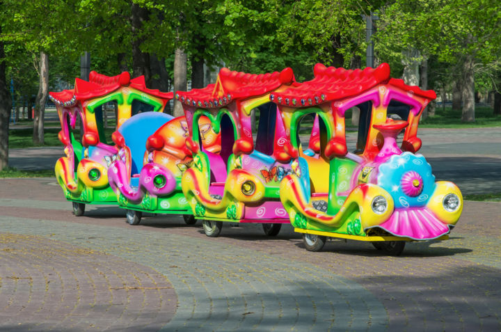 Childrens attraction in form of train 摄影