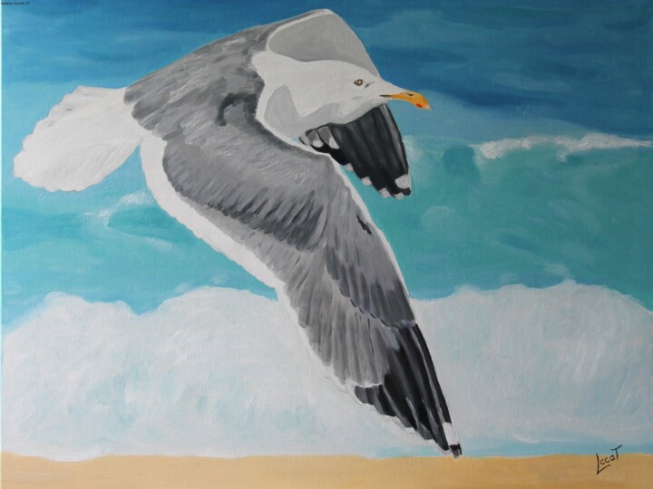 Peinture intitulée "Le goéland" par Catherine Costet (Lccat), Œuvre d'art originale, Huile