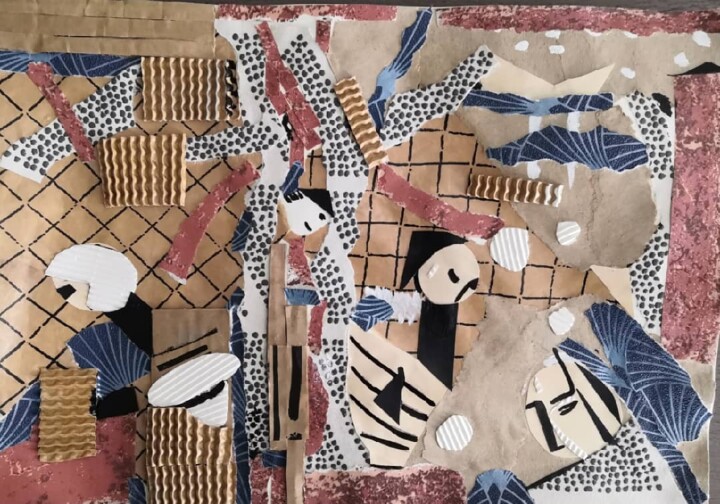Collages intitulée "Allers et venues so…" par Frédérique Girin, Œuvre d'art originale, Collages