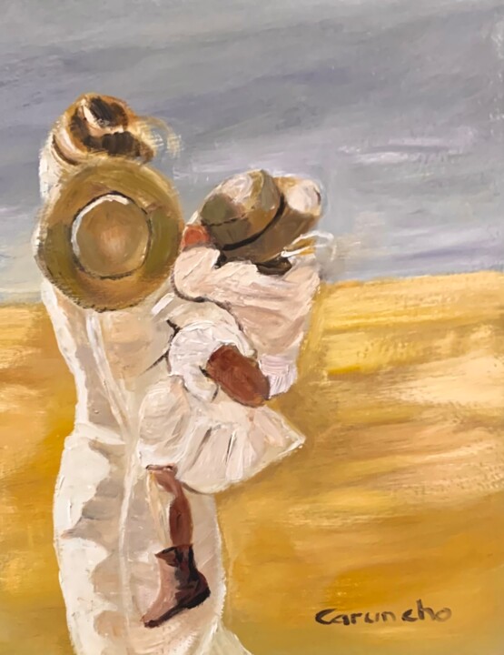 Pintura titulada "Dos sombreros" por Mónica Caruncho Fontela, Obra de arte original, Oleo