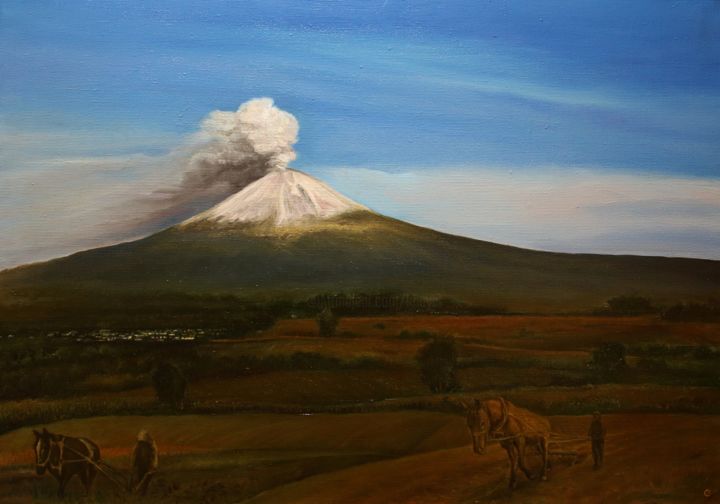 Везувий 绘画, 19.7x27.6 in
