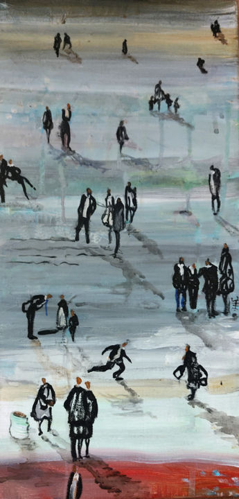Painting titled "Rizières" by Isabelle Hervé, Original Artwork, Acrylic