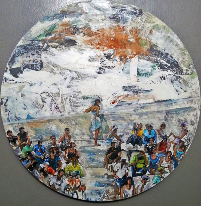 Painting titled "Spectateurs" by Isabelle Hervé, Original Artwork, Acrylic