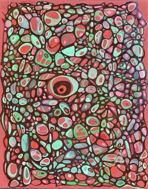 Abstract terracotta 绘画, 19.7x15.8 in