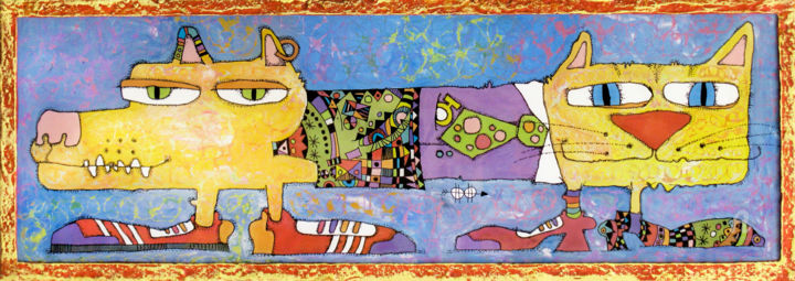 CatDog 绘画, 9.8x27.6 in