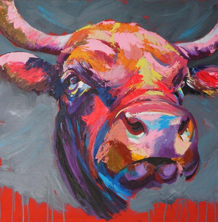 Funky Vache d'Hérens 绘画, 31.5x31.5 in