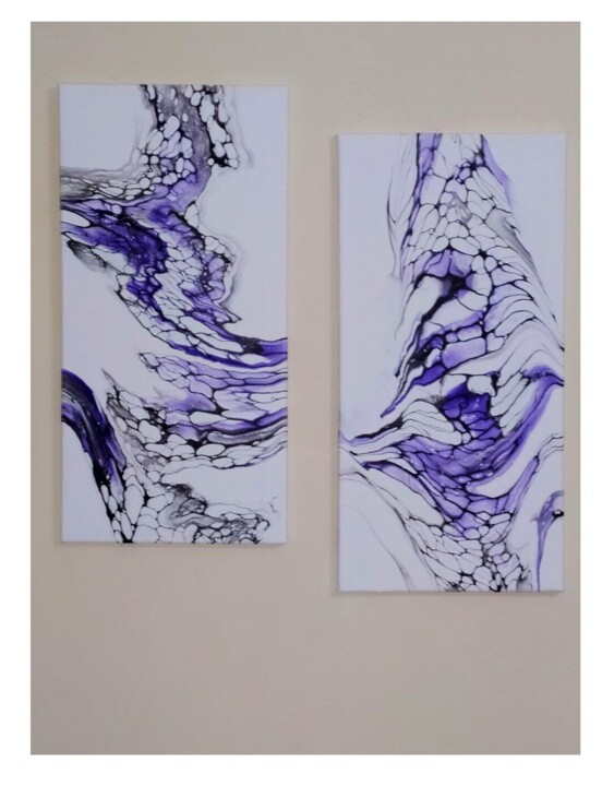 Painting titled "purple bioforms" by Elena Shturbabina, Original Artwork, Acrylic