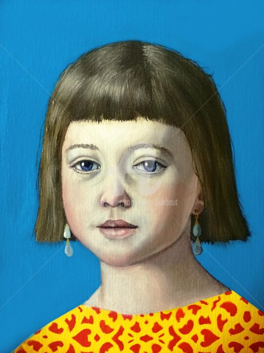 Peinture intitulée "Petit Visage 8" par Elke Thiébaut, Œuvre d'art originale, Huile
