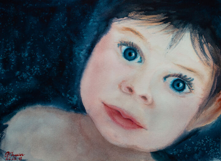 Magic kid. Little elf. 绘画, 11x15 in