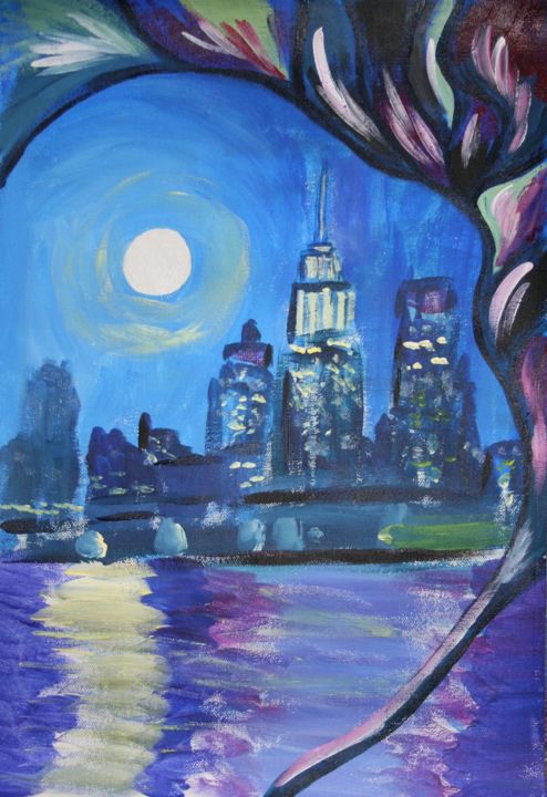 Dream and the real city 绘画, 15.8x11.8 in