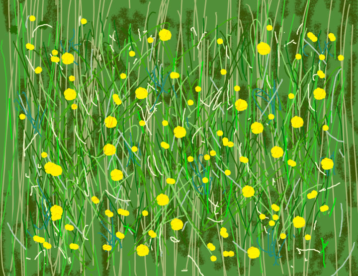 Digital Arts titled "The Buttercup Field" by Gerald Shepherd F.F.P.S., Original Artwork, Digital Painting