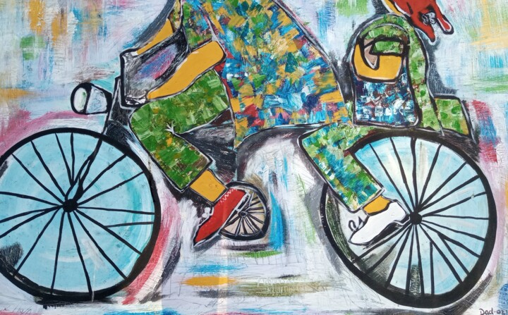 The bicycle, Acrylic painting,Extra large painting 绘画, 29.9x47.2 in