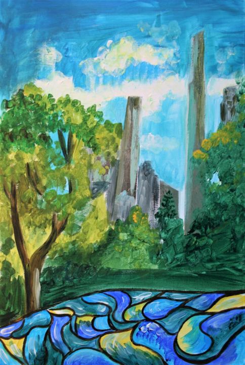 Central park 绘画, 23.6x15.8 in