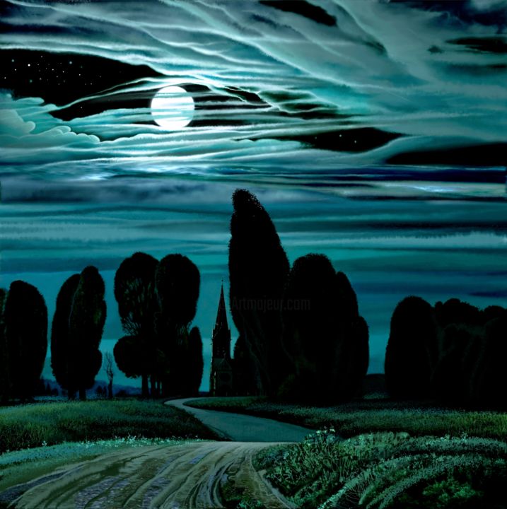 Der Mond beleuchtet den Weg 数字艺术