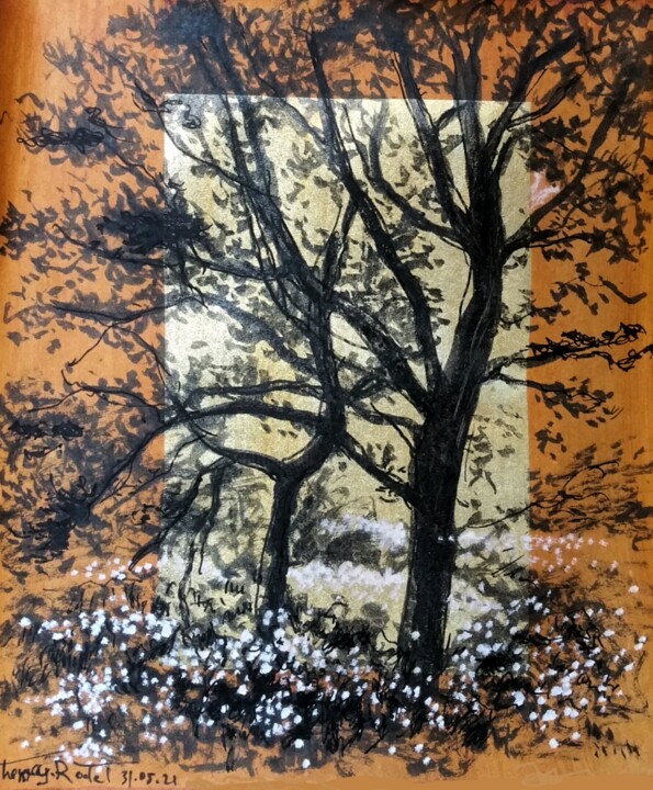 Dessin intitulée "Sous-bois" par Thomas Rodet, Œuvre d'art originale, Encre