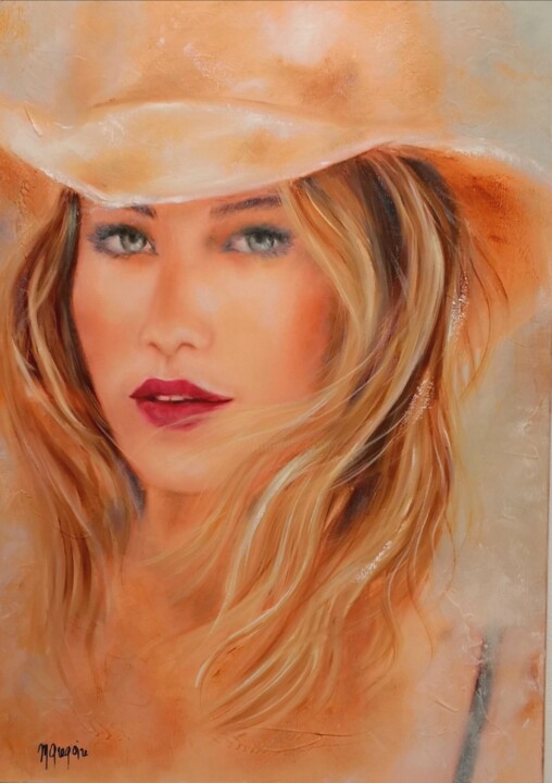 Cheveux blonds et chapeau