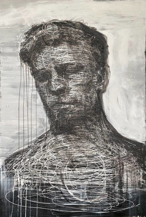 Painting titled "Abstract Painting,…" by Olena Kryvonos, Original Artwork, Oil Mounted on Wood Stretcher frame