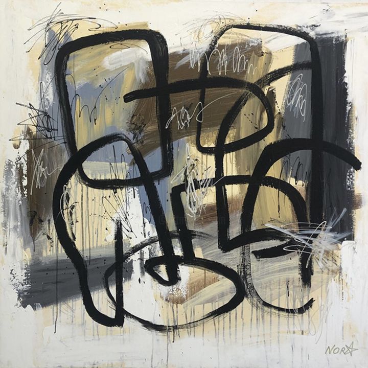 Painting titled "Beige Modern Painti…" by Olena Kryvonos, Original Artwork, Acrylic Mounted on Wood Stretcher frame