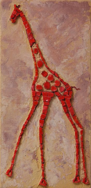 Mosaic panel "Giraffe" 雕塑, 11.2x5.5 in
