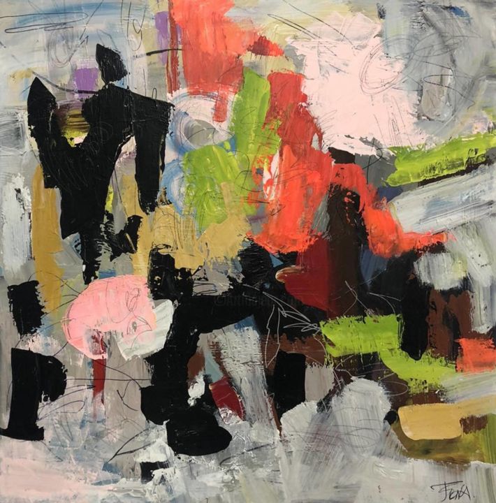 Pittura intitolato "Colorful Wall Art T…" da Olena Kryvonos, Opera d'arte originale, Olio Montato su Telaio per barella in l…