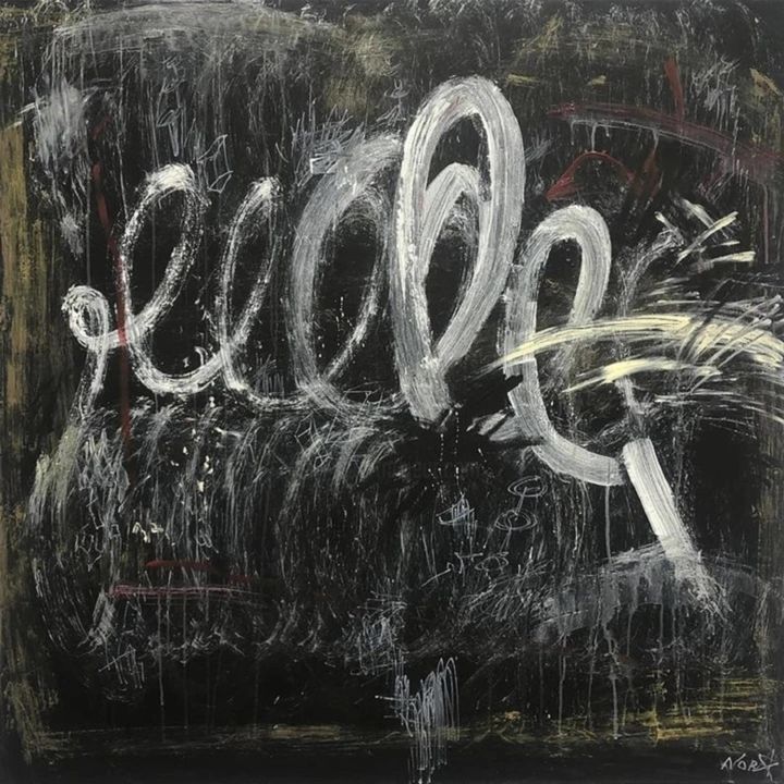 Abstract Painting Black And White Art Contemporary Art 绘画, 46x46 in