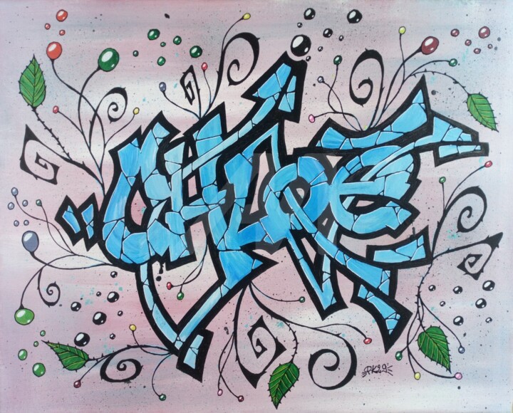 Graffiti avec le prénom "Chloé" 绘画, 15.8x19.7 in