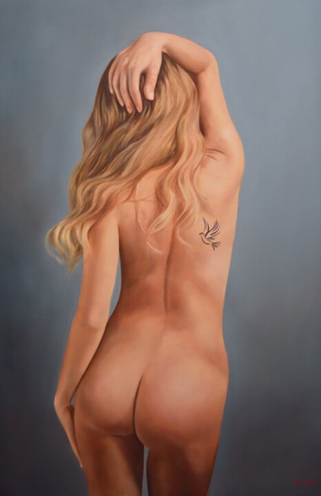 Painting titled "Peace" by Istvan Cene Gal, Original Artwork, Oil Mounted on Wood Stretcher frame