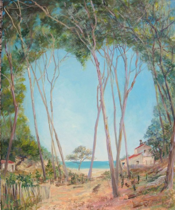 Calanque Port d'Alon, je l'aime en cœur 绘画, 18.1x15 in