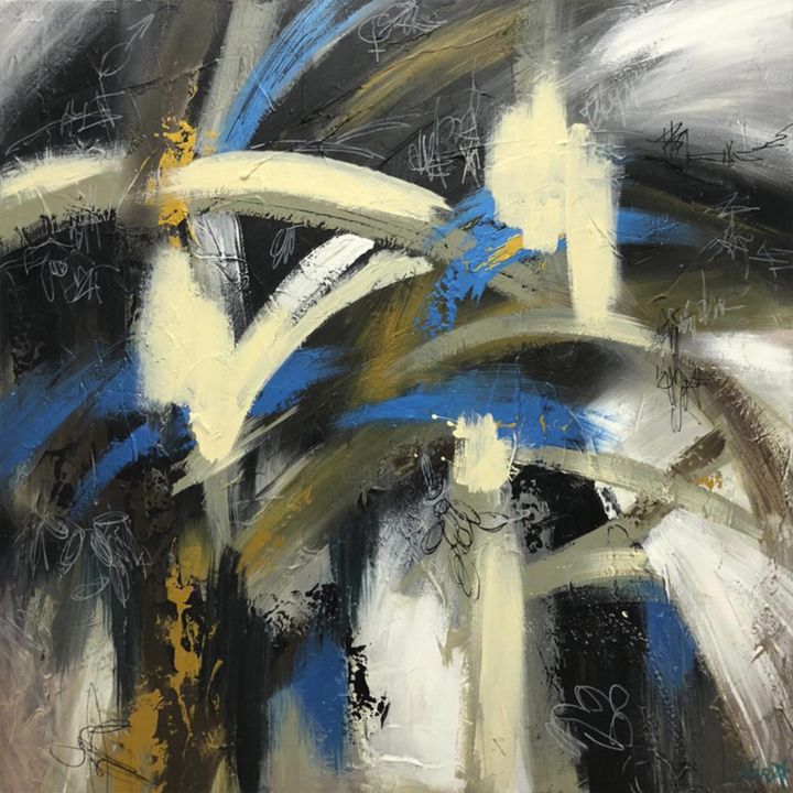 Painting titled "Abstract Colorful A…" by Olena Kryvonos, Original Artwork, Oil Mounted on Wood Stretcher frame