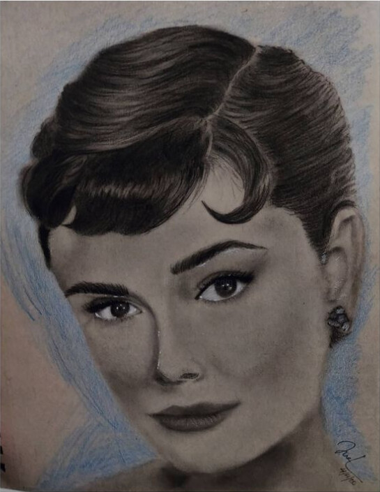 Audrey Hepburn 图画, 12x9 in