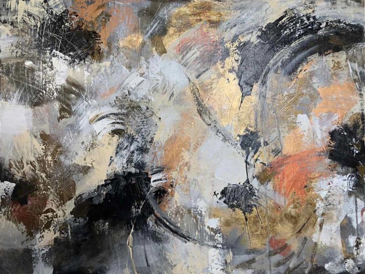 Schilderij getiteld "Brown Modern Wall A…" door Olena Kryvonos, Origineel Kunstwerk, Olie Gemonteerd op Frame voor houten br…