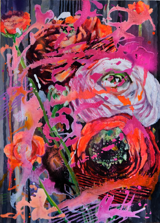 Fairy-tale Ranunculus 绘画, 27.6x19.7 in