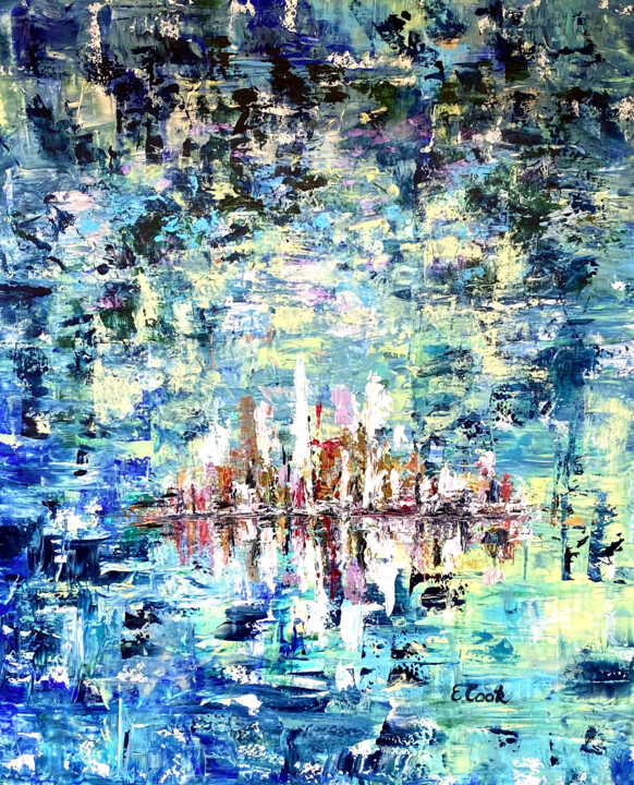 Peinture intitulée "Merry Skyline" par Elisa Cook Benbassat Bassat, Œuvre d'art originale, Acrylique