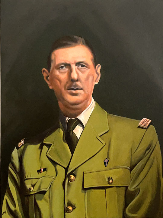 Peinture intitulée "Charles de Gaulle" par Arnaud Feuga, Œuvre d'art originale, Huile