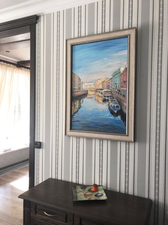 Painting titled "Утро на Мойке. Част…" by Dmitry Veltishchev, Original Artwork, Oil
