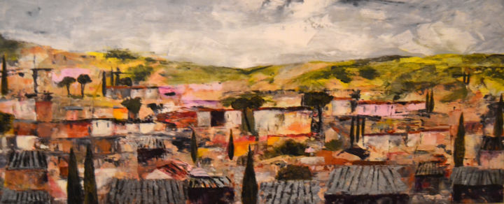 Village Colours - Original Painting 绘画, 15.8x39 in