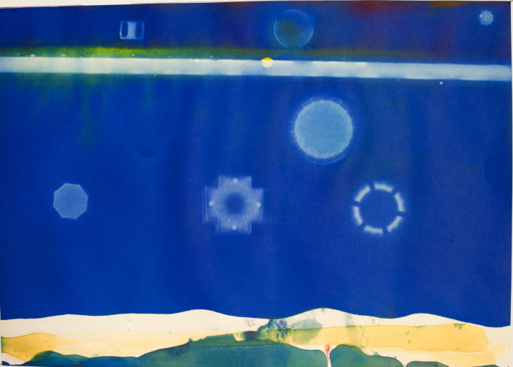 horizontale, kosmische Klarheit 绘画, 15.4x21.1 in