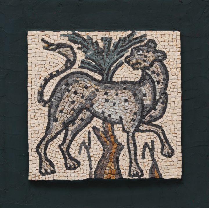 Mosaic artwork "Leopard" 雕塑, 13.8x13.8 in